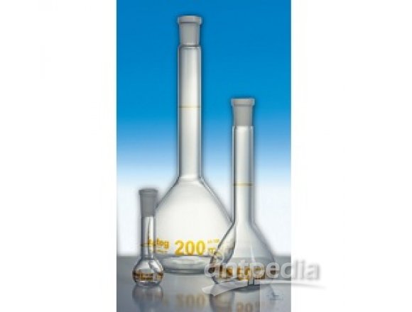 VOLUMETRIC FLASK, 50 ML, ST 14/23, DIN-A,  CONFORMITY CERTIFIED RING MARKS, INSCRIPTION,  WITHOUT ST