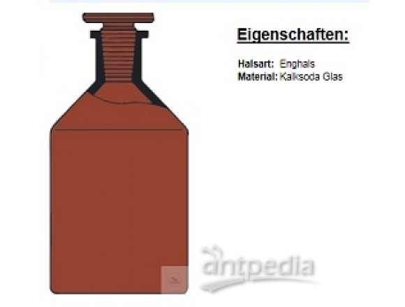 BOTTLES, CONICAL SHOULDER, NARROW MOUTH,   AMBER SODA-GLASS, PE-STOPPER, ST 24/29, 500 ML