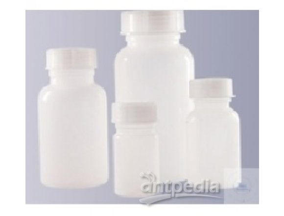 BOTTLES, PE, WIDE-MOUTHED, ROUND,  TRANSPARENT, W. SCREW-CAP, 250 ML, GL 40