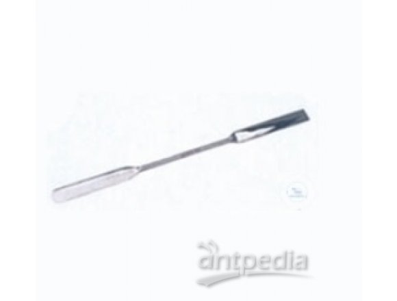 Double spatula, length 130 mm, spatula blade 40 x 9 mm,  with two flat ends, made of stainless steel