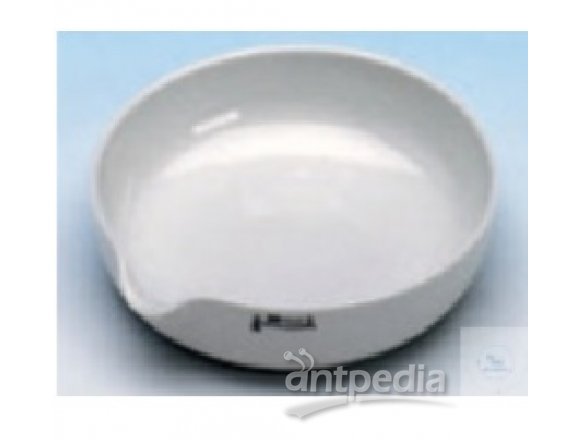 EVAPORATING DISHES, MADE OF PORCELAIN, 260 ML,  WITH SPOUT, FLAT BOTTOM, O. ? 125 MM, HEIGHT 25 MM