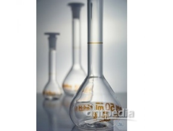 2000mL，容量瓶，USP级，透明，3.3玻璃，误差±0.50 mL，ST 29/32，PE顶塞，棕标，含证书