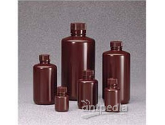 琥珀色窄口瓶，琥珀色高密度聚乙烯；琥珀色聚丙烯螺旋盖，1000mL容量