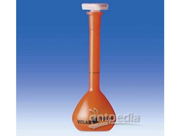 VITLAB 100ml A级聚甲基戊烯棕色具塞容量瓶，附原厂检测证书