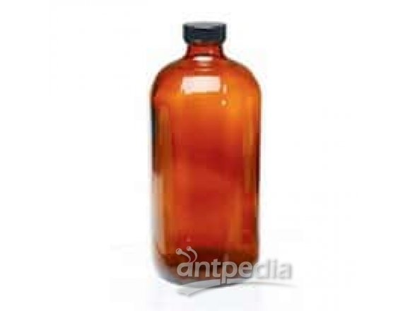 DWK Life Sciences (Kimble) 5121628V21 Boston Round Glass Bottle, Amber, 16 oz, 12/cs