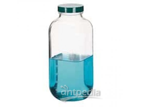 Qorpak GLC-01243 Precleaned Square Glass Wide-Mouth Bottle, PTFE Cap; 15 mL, 48/Cs