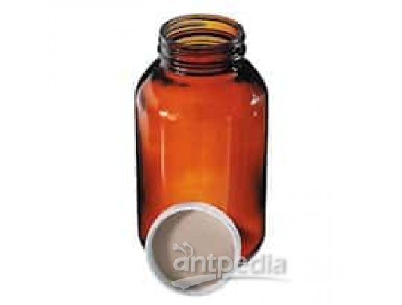 DWK Life Sciences (Wheaton) W216943 Amber Wide-Mouth Bottle, Polyvinyl-Lined PP Cap, 16 oz, 12/cs